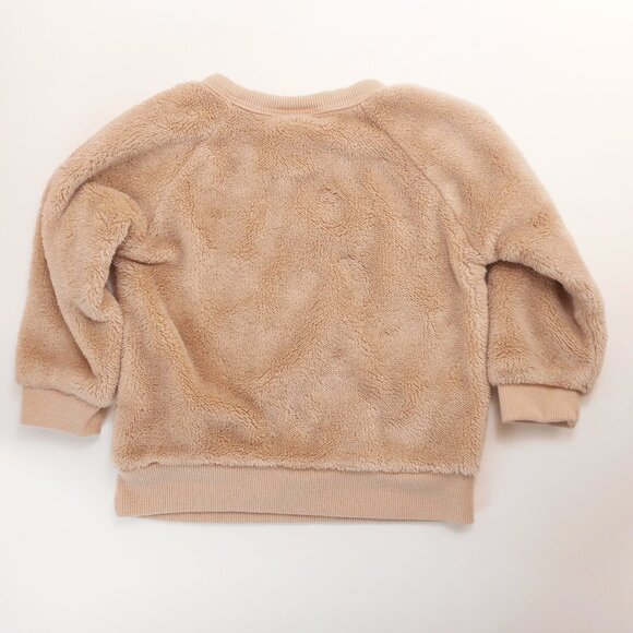 Pekkle Baby 12 Months Fuzzy Sweatshirt Teddy Bear Face Tan Pullover Cozy Cute - Picture 7 of 7